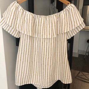Halston Stiped Off Shoulder Top